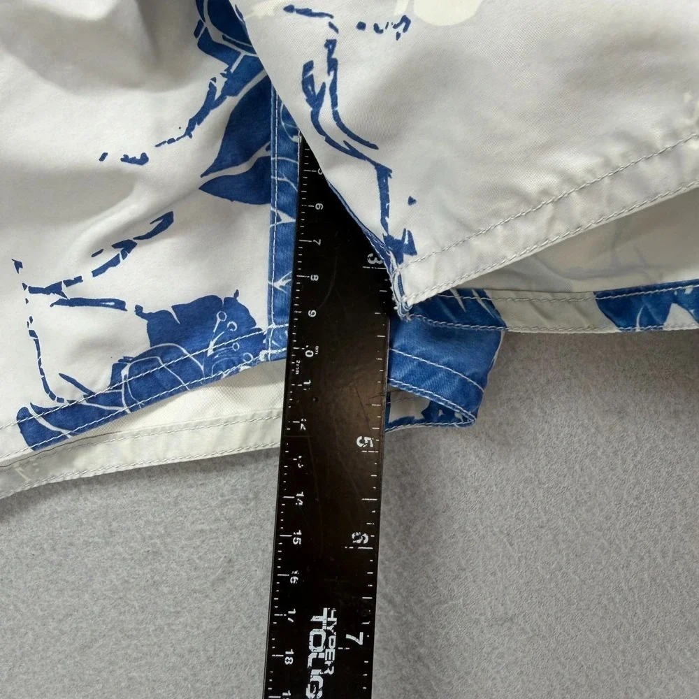 Quiksilver Swim Trunks Men Small Blue White Floral Beach Board Shorts Lined Y2K